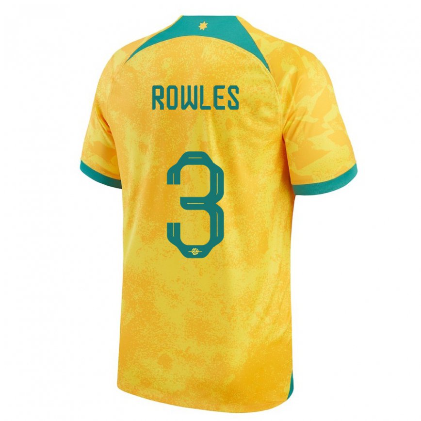 Mujer Camiseta Australia Kye Rowles #3 Dorado 1ª Equipación 22-24 Argentina