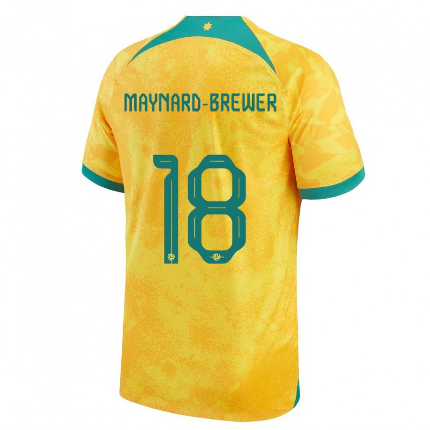 Mujer Camiseta Australia Ashley Maynard Brewer #18 Dorado 1ª Equipación 22-24 Argentina