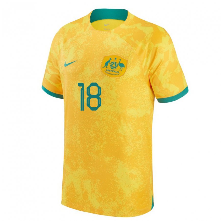 Mujer Camiseta Australia Ashley Maynard Brewer #18 Dorado 1ª Equipación 22-24 Argentina