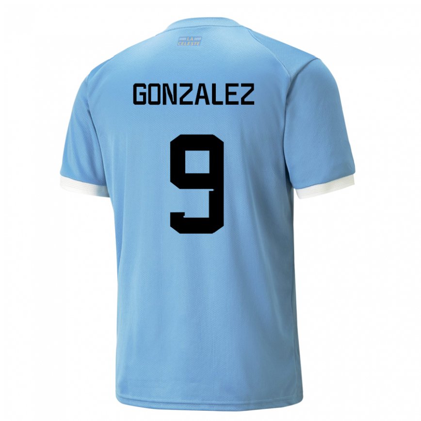 Mujer Camiseta Uruguay Pamela Gonzalez #9 Azul 1ª Equipación 22-24 Argentina