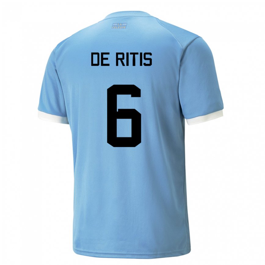 Mujer Camiseta Uruguay Mathias De Ritis #6 Azul 1ª Equipación 22-24 Argentina