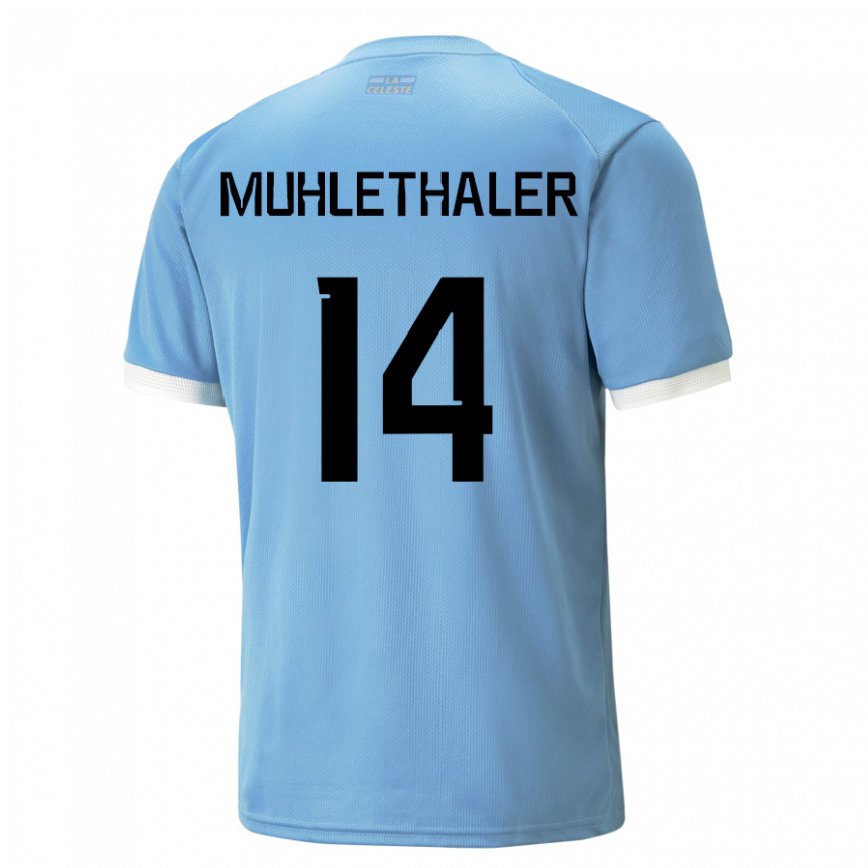 Mujer Camiseta Uruguay Stiven Muhlethaler #14 Azul 1ª Equipación 22-24 Argentina