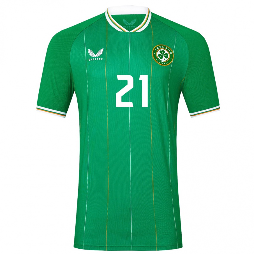 Niño Fútbol Camiseta Irlanda Sinead Farrelly #21 Verde 1ª Equipación 24-26 Argentina