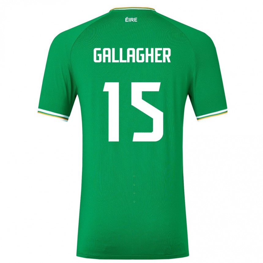 Niño Fútbol Camiseta Irlanda Oisín Gallagher #15 Verde 1ª Equipación 24-26 Argentina