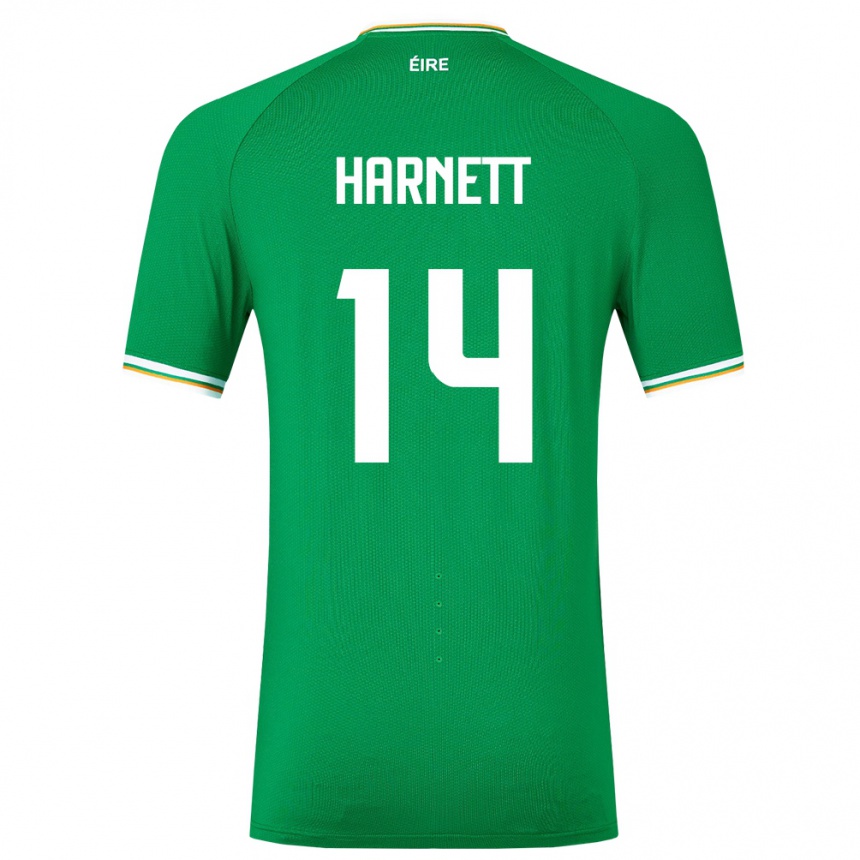 Niño Fútbol Camiseta Irlanda Kaylem Harnett #14 Verde 1ª Equipación 24-26 Argentina