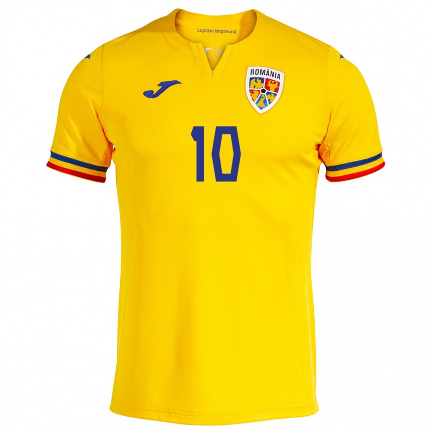 Niño Fútbol Camiseta Rumania Nicolae Stanciu #10 Amarillo 1ª Equipación 24-26 Argentina