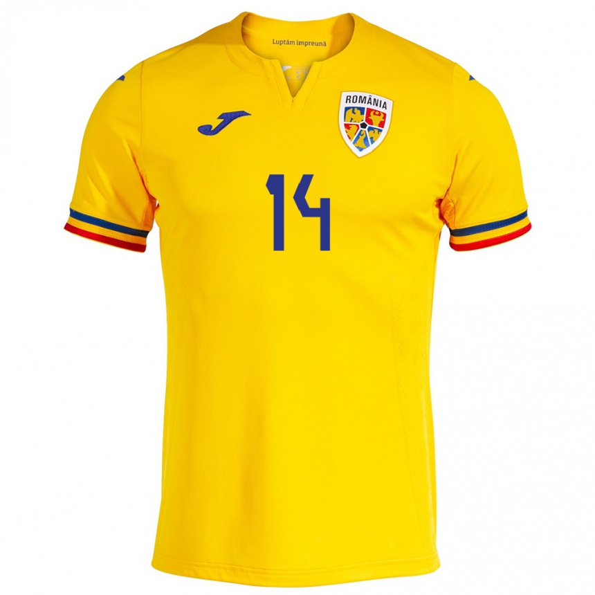 Niño Fútbol Camiseta Rumania Ianis Hagi #14 Amarillo 1ª Equipación 24-26 Argentina