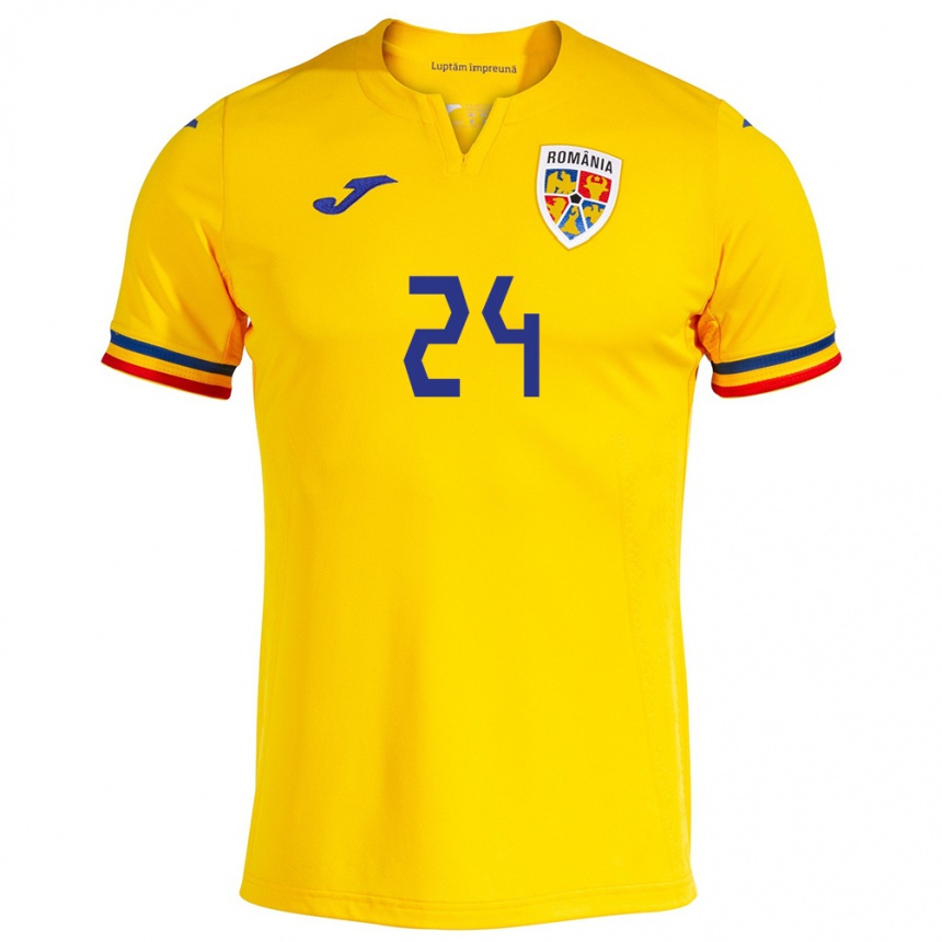 Niño Fútbol Camiseta Rumania Botond Gergely #24 Amarillo 1ª Equipación 24-26 Argentina