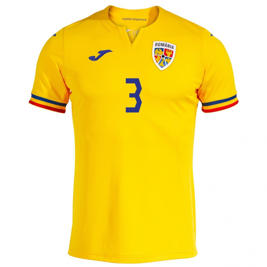 Niño Fútbol Camiseta Rumania Radu Drăgușin #3 Amarillo 1ª Equipación 24-26 Argentina