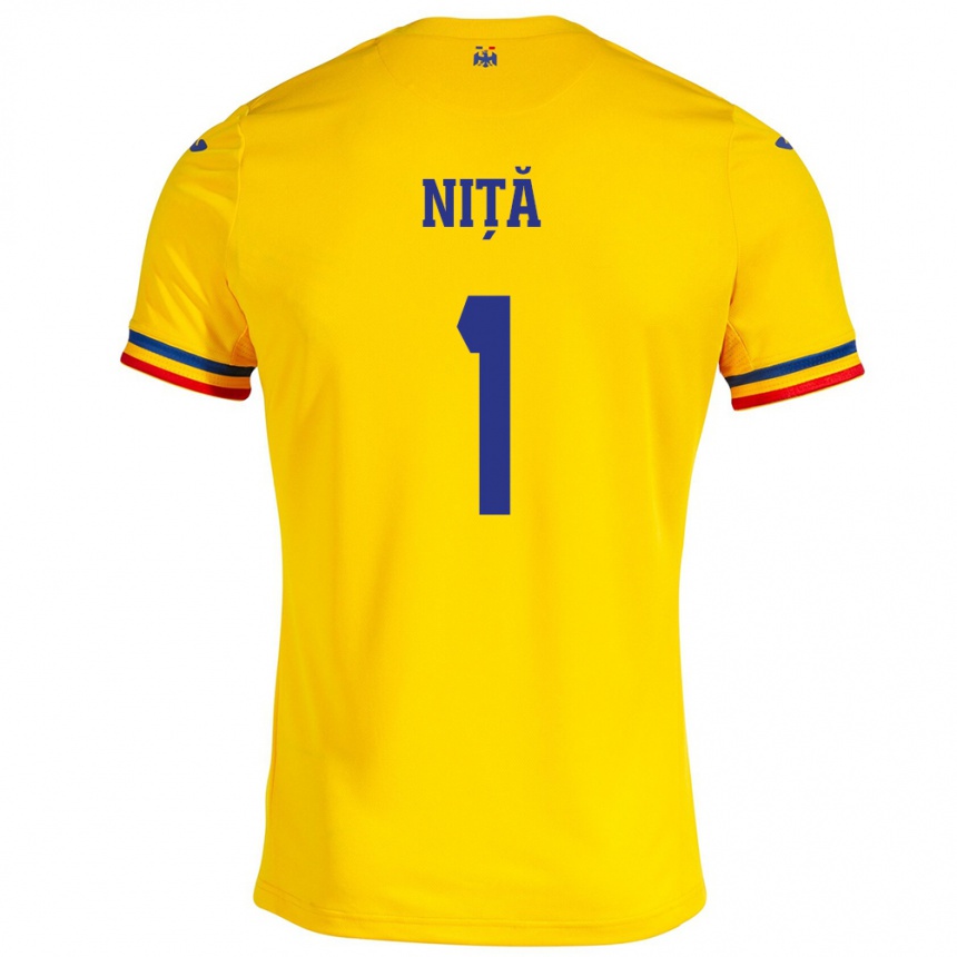 Niño Fútbol Camiseta Rumania Florin Niță #1 Amarillo 1ª Equipación 24-26 Argentina