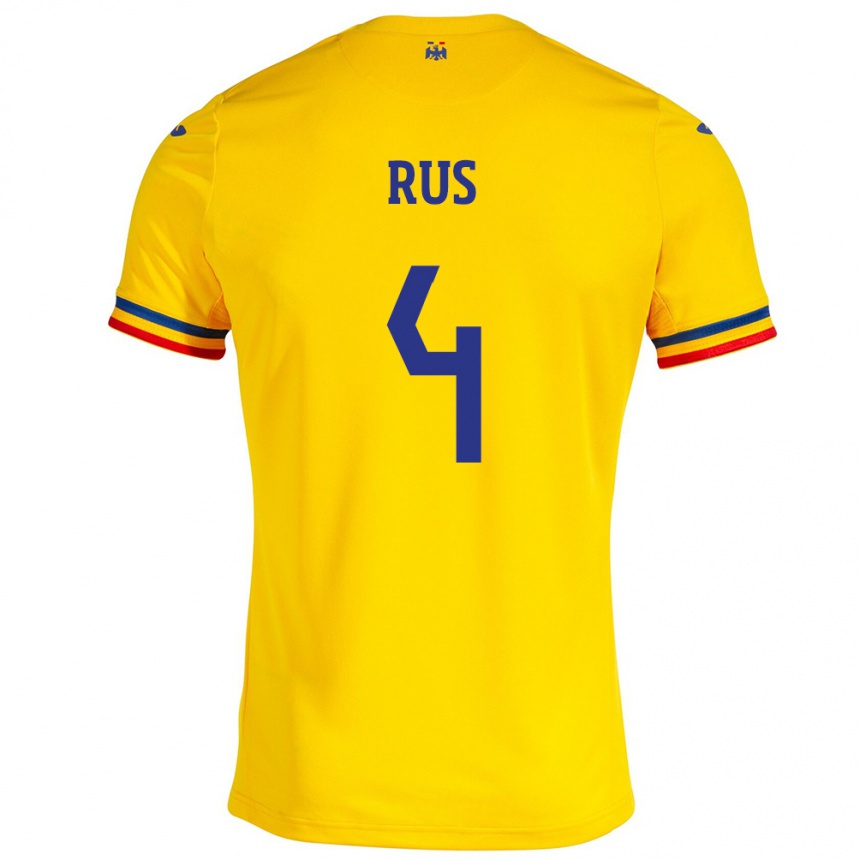 Niño Fútbol Camiseta Rumania Adrian Rus #4 Amarillo 1ª Equipación 24-26 Argentina