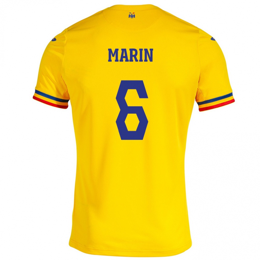 Niño Fútbol Camiseta Rumania Marius Marin #6 Amarillo 1ª Equipación 24-26 Argentina