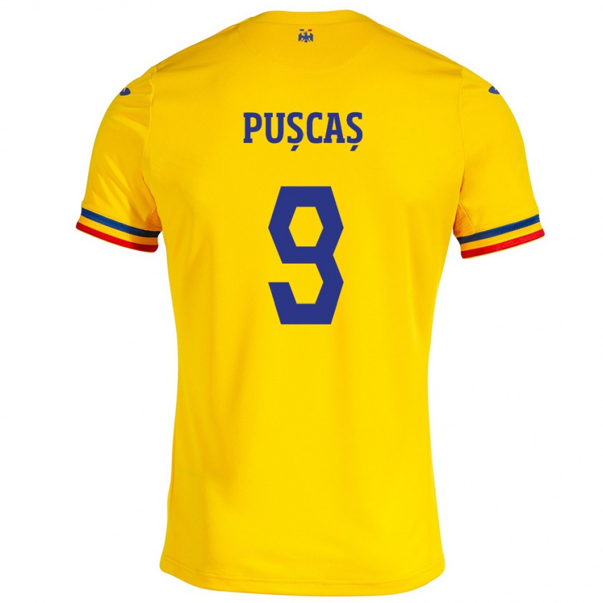 Niño Fútbol Camiseta Rumania George Pușcaș #9 Amarillo 1ª Equipación 24-26 Argentina