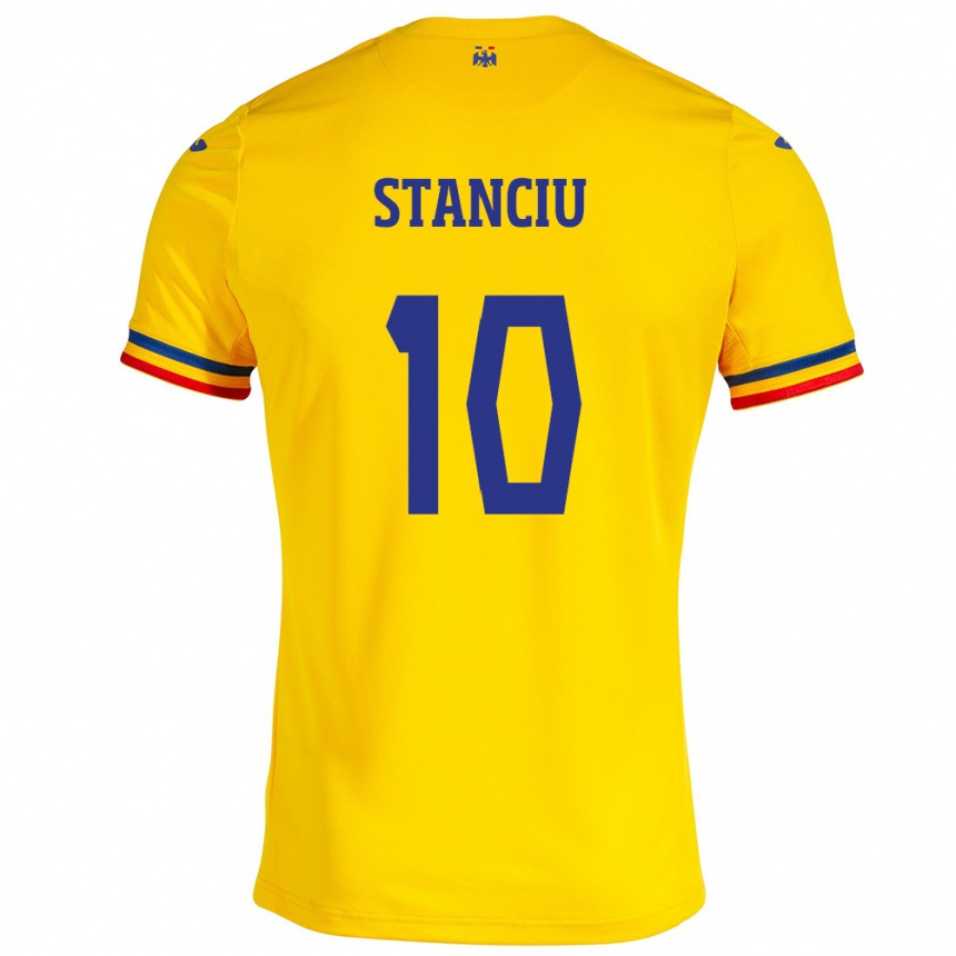 Niño Fútbol Camiseta Rumania Nicolae Stanciu #10 Amarillo 1ª Equipación 24-26 Argentina