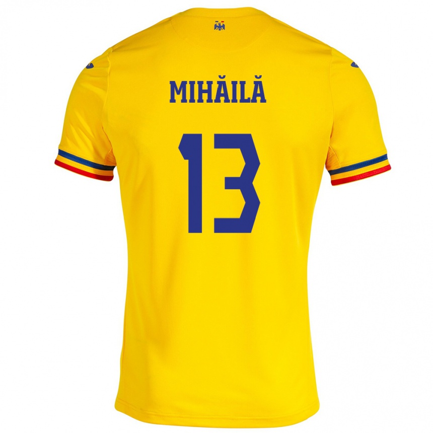 Niño Fútbol Camiseta Rumania Valentin Mihăilă #13 Amarillo 1ª Equipación 24-26 Argentina