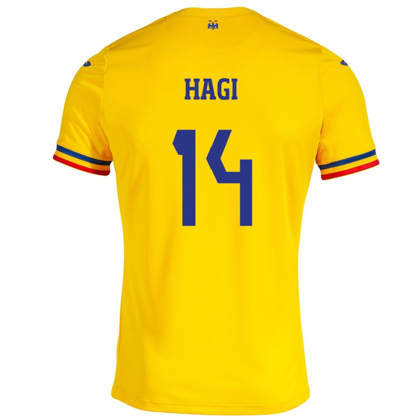 Niño Fútbol Camiseta Rumania Ianis Hagi #14 Amarillo 1ª Equipación 24-26 Argentina