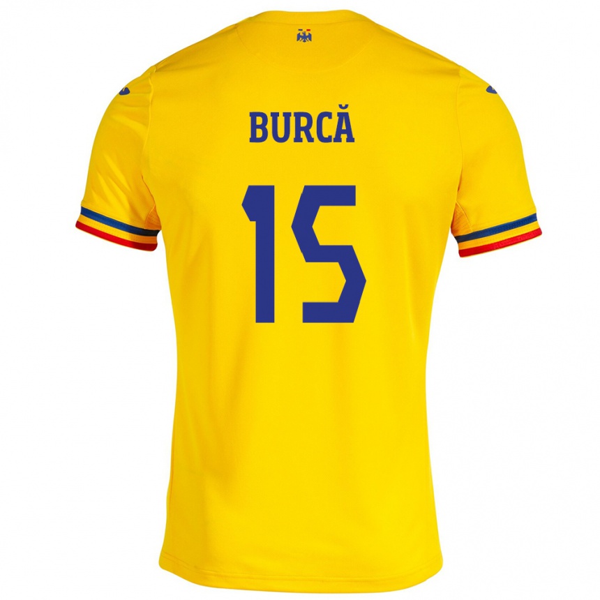 Niño Fútbol Camiseta Rumania Andrei Burcă #15 Amarillo 1ª Equipación 24-26 Argentina