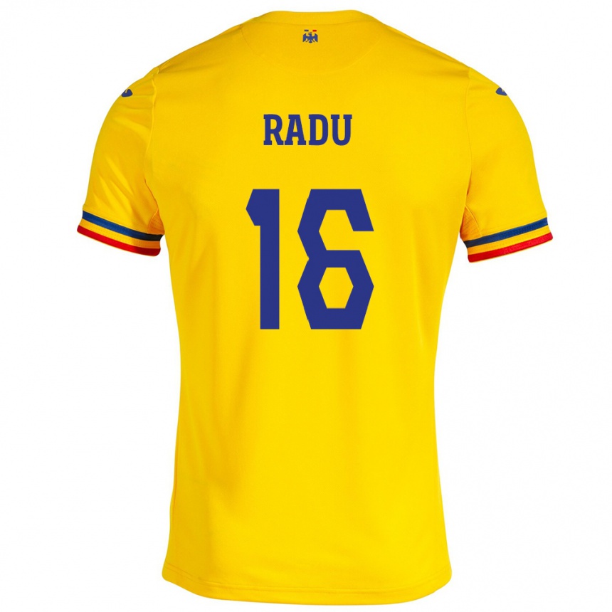 Niño Fútbol Camiseta Rumania Andrei Radu #16 Amarillo 1ª Equipación 24-26 Argentina