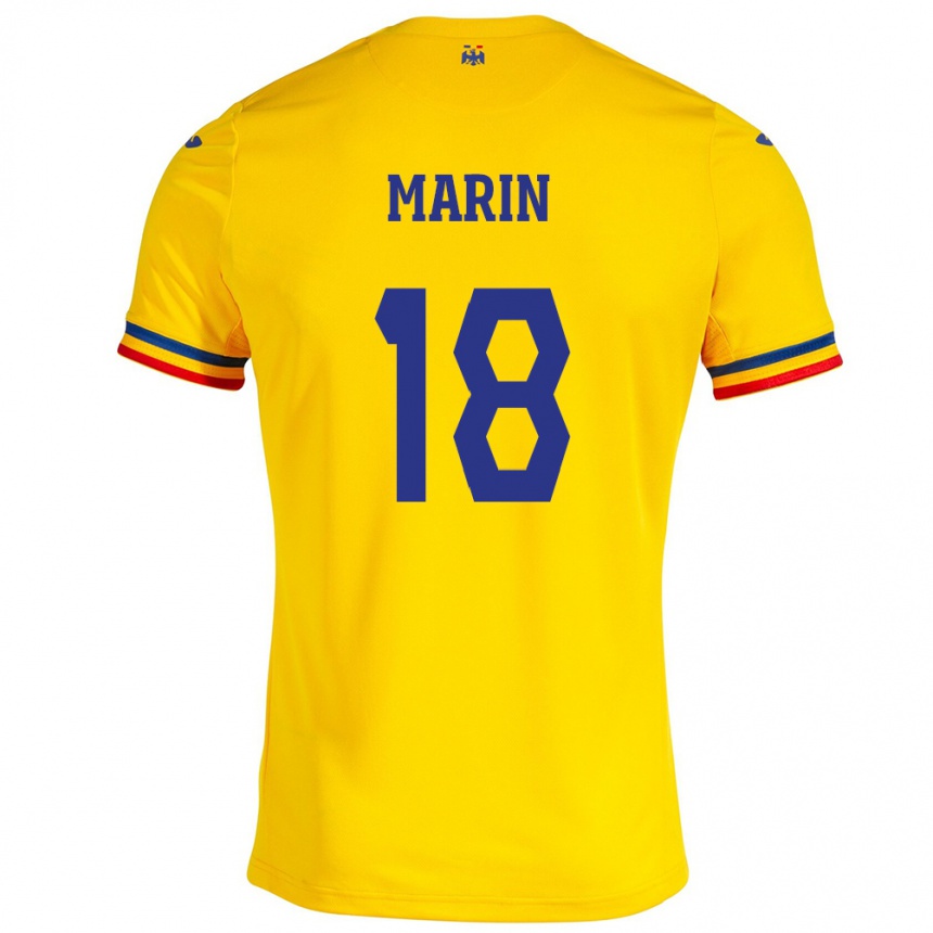 Niño Fútbol Camiseta Rumania Răzvan Marin #18 Amarillo 1ª Equipación 24-26 Argentina