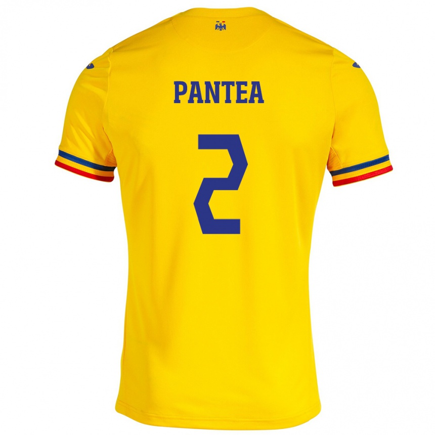 Niño Fútbol Camiseta Rumania Alexandru Pantea #2 Amarillo 1ª Equipación 24-26 Argentina