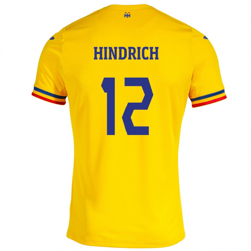 Niño Fútbol Camiseta Rumania Otto Hindrich #12 Amarillo 1ª Equipación 24-26 Argentina