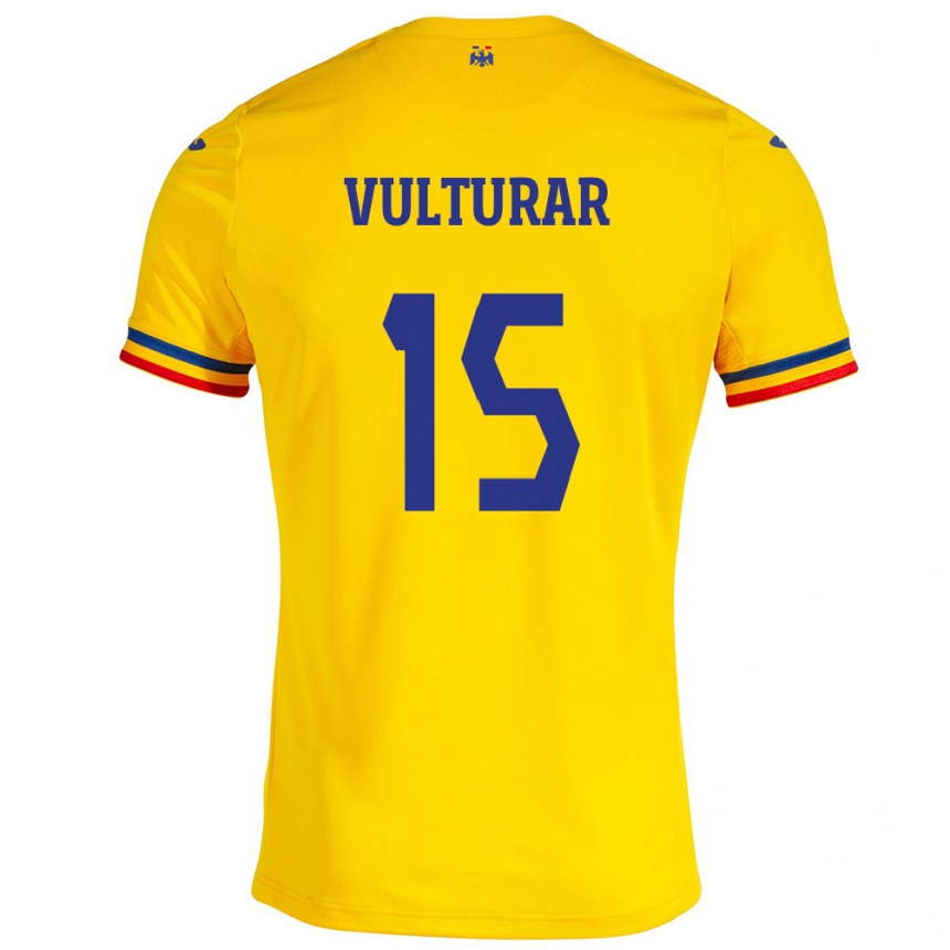 Niño Fútbol Camiseta Rumania Cătălin Vulturar #15 Amarillo 1ª Equipación 24-26 Argentina