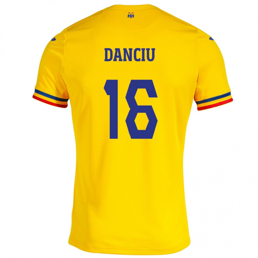 Niño Fútbol Camiseta Rumania Marian Danciu #16 Amarillo 1ª Equipación 24-26 Argentina