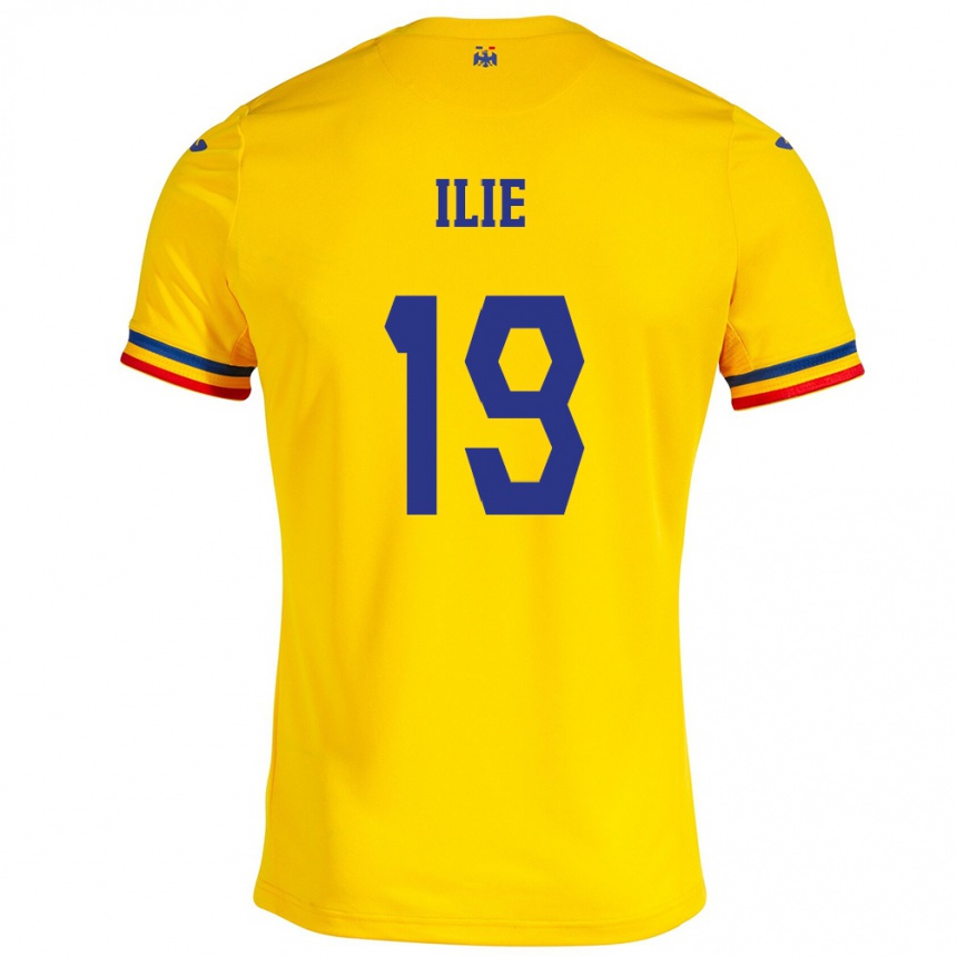 Niño Fútbol Camiseta Rumania Rareș Ilie #19 Amarillo 1ª Equipación 24-26 Argentina