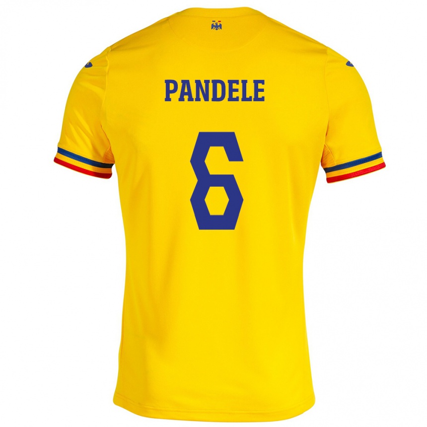 Niño Fútbol Camiseta Rumania Andrei Pandele #6 Amarillo 1ª Equipación 24-26 Argentina