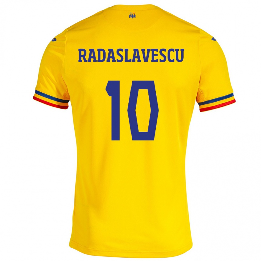 Niño Fútbol Camiseta Rumania Eduard Radaslavescu #10 Amarillo 1ª Equipación 24-26 Argentina