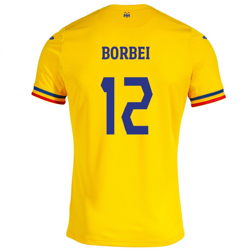 Niño Fútbol Camiseta Rumania Alexandru Borbei #12 Amarillo 1ª Equipación 24-26 Argentina