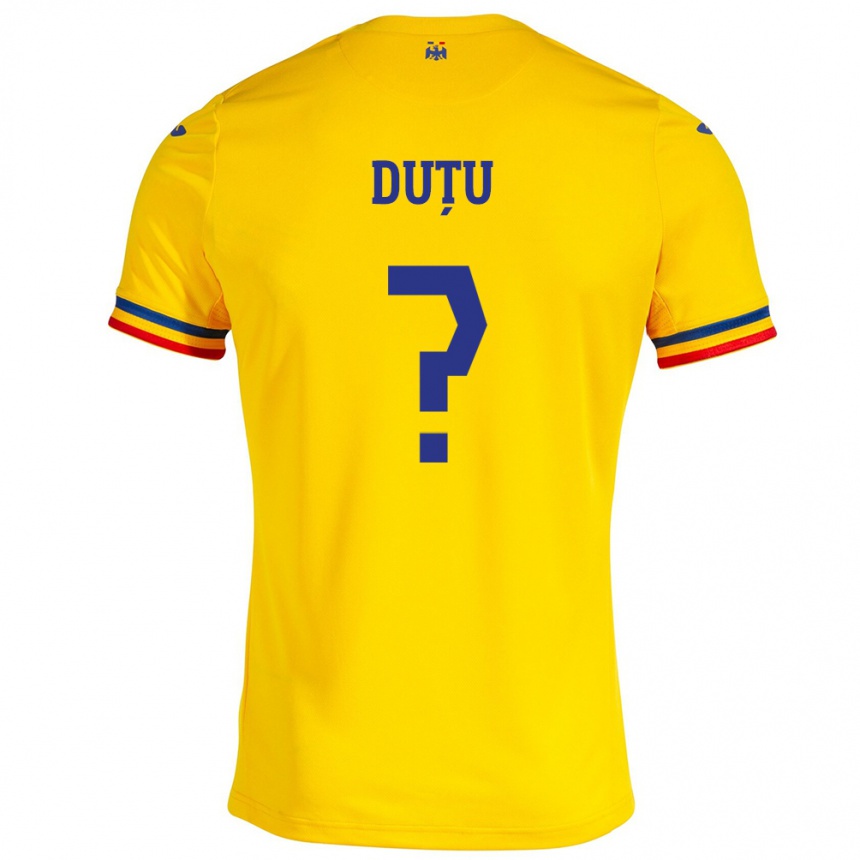 Niño Fútbol Camiseta Rumania Matteo Duțu #0 Amarillo 1ª Equipación 24-26 Argentina