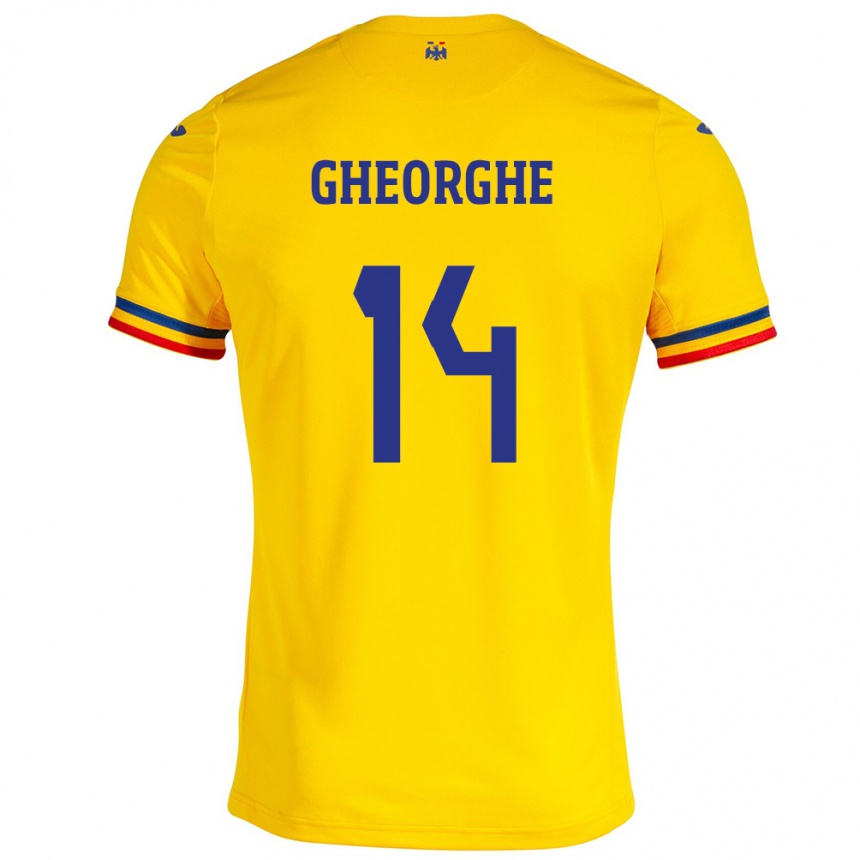 Niño Fútbol Camiseta Rumania Costyn Gheorghe #14 Amarillo 1ª Equipación 24-26 Argentina