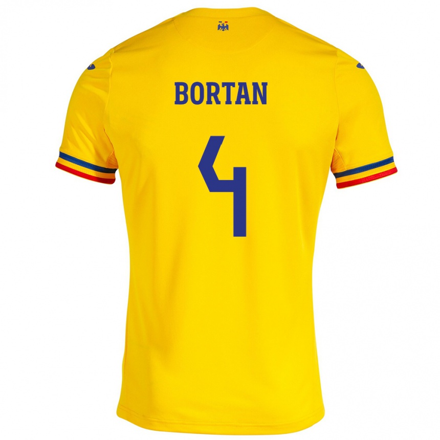 Niño Fútbol Camiseta Rumania Ioana Bortan #4 Amarillo 1ª Equipación 24-26 Argentina