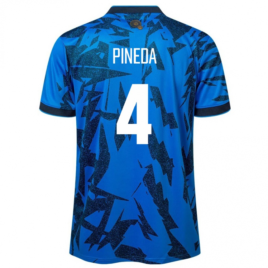 Niño Fútbol Camiseta El Salvador Wálter Pineda #4 Azul 1ª Equipación 24-26 Argentina