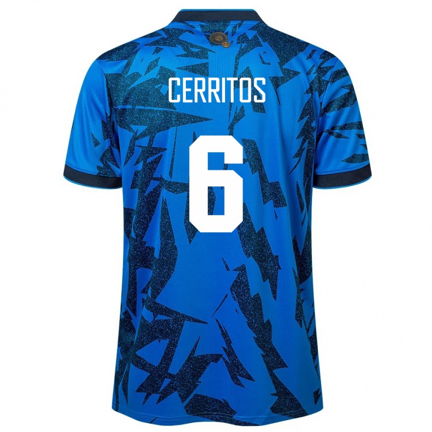 Niño Fútbol Camiseta El Salvador Mauricio Cerritos #6 Azul 1ª Equipación 24-26 Argentina