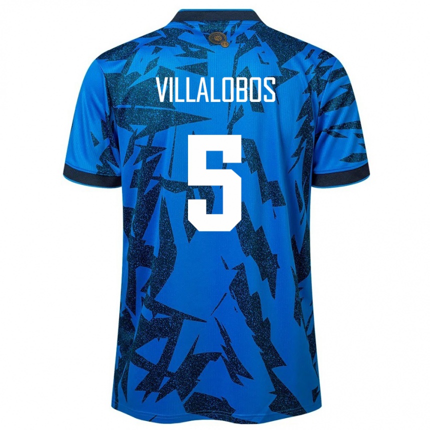 Niño Fútbol Camiseta El Salvador Kristian Villalobos #5 Azul 1ª Equipación 24-26 Argentina