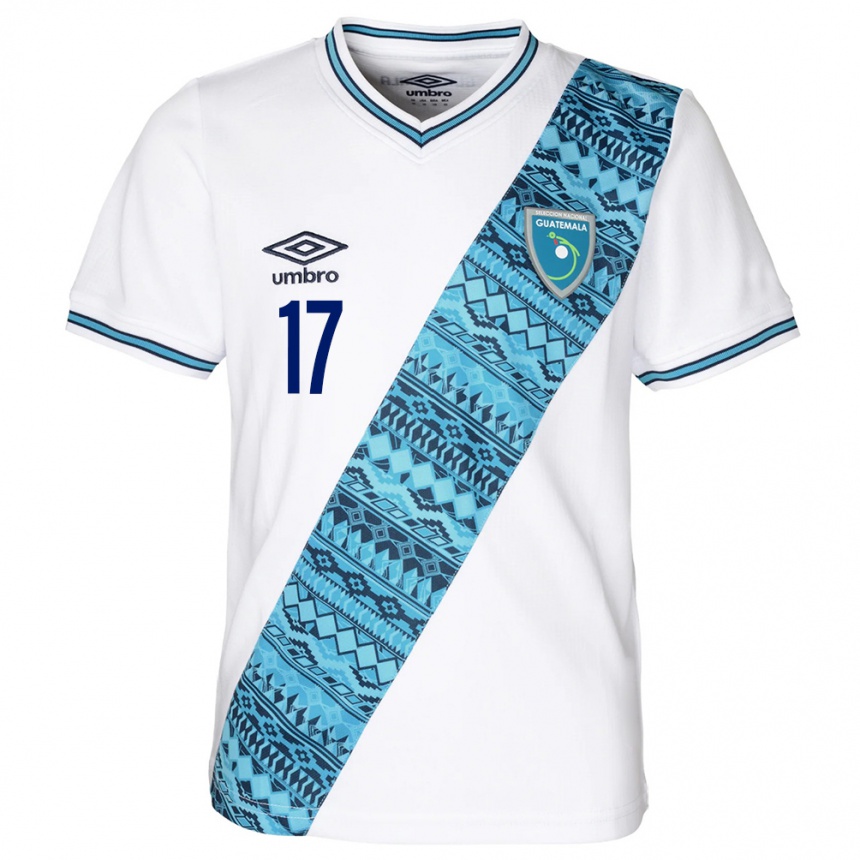 Niño Fútbol Camiseta Guatemala Antony Recinos #17 Blanco 1ª Equipación 24-26 Argentina