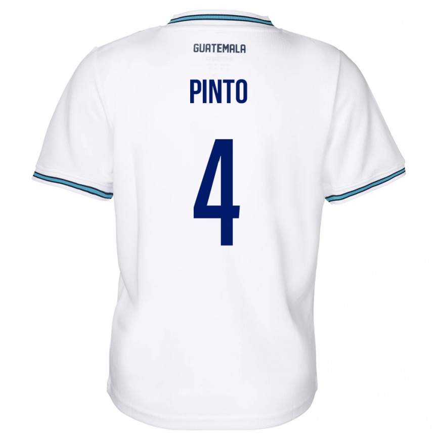 Niño Fútbol Camiseta Guatemala José Carlos Pinto #4 Blanco 1ª Equipación 24-26 Argentina