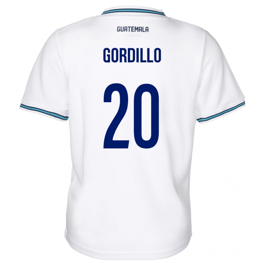 Niño Fútbol Camiseta Guatemala Gerardo Gordillo #20 Blanco 1ª Equipación 24-26 Argentina