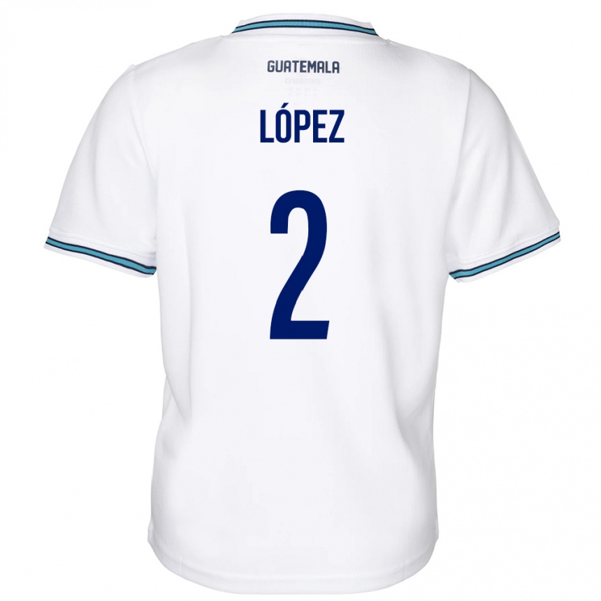 Niño Fútbol Camiseta Guatemala Francisco López #2 Blanco 1ª Equipación 24-26 Argentina