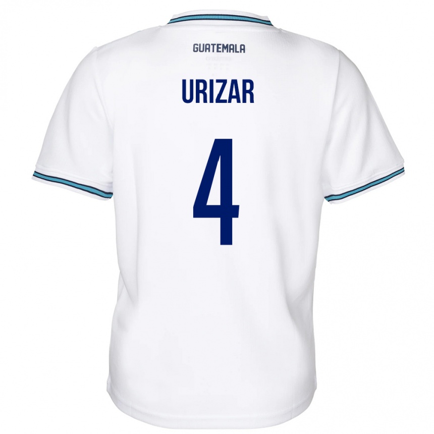 Niño Fútbol Camiseta Guatemala Jeshua Urizar #4 Blanco 1ª Equipación 24-26 Argentina