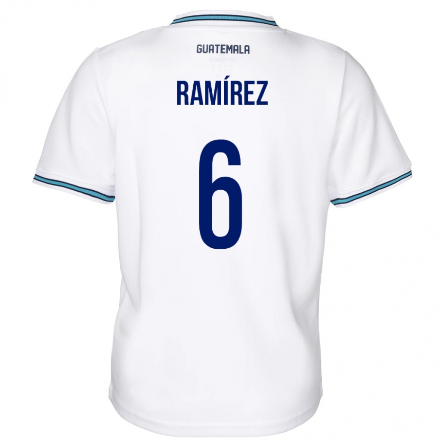 Niño Fútbol Camiseta Guatemala Kevin Ramírez #6 Blanco 1ª Equipación 24-26 Argentina