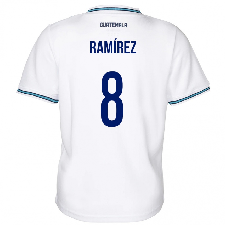 Niño Fútbol Camiseta Guatemala Dennis Ramírez #8 Blanco 1ª Equipación 24-26 Argentina