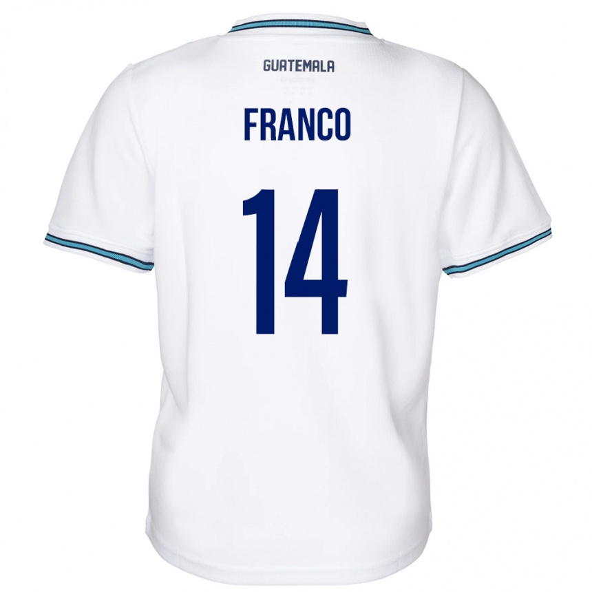 Niño Fútbol Camiseta Guatemala Jonathan Franco #14 Blanco 1ª Equipación 24-26 Argentina