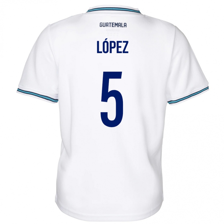 Niño Fútbol Camiseta Guatemala Jeffery López #5 Blanco 1ª Equipación 24-26 Argentina