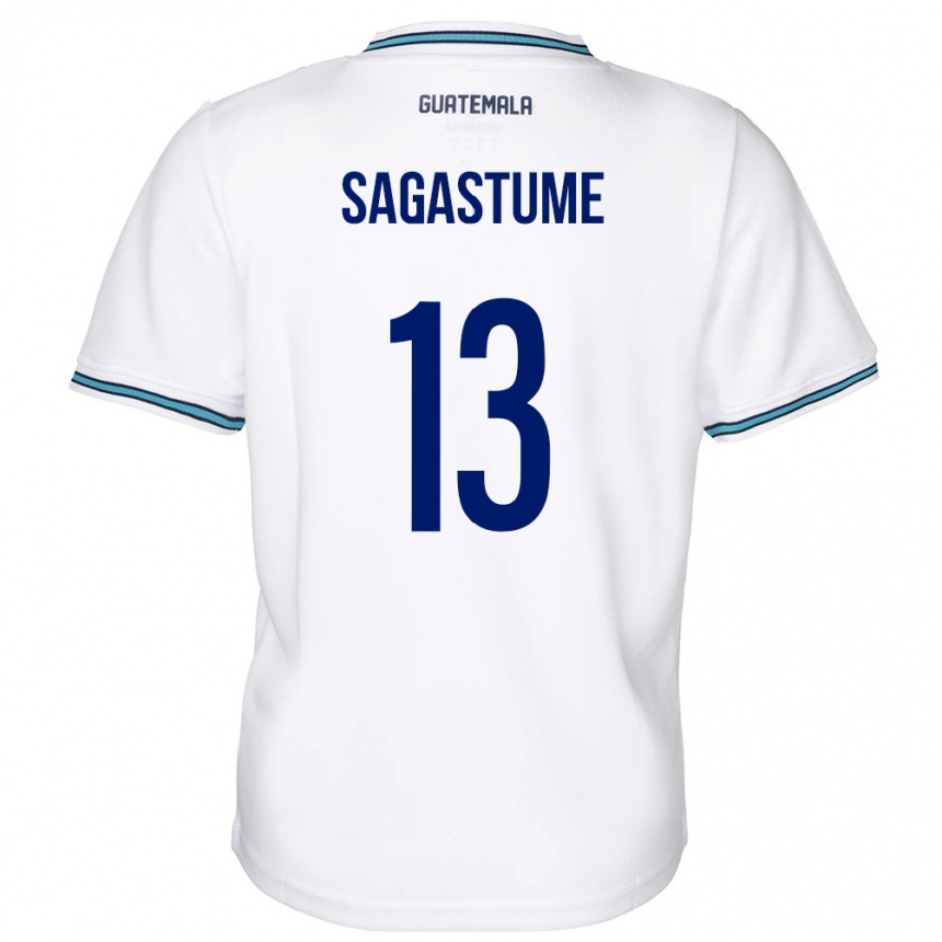 Niño Fútbol Camiseta Guatemala Selvin Sagastume #13 Blanco 1ª Equipación 24-26 Argentina