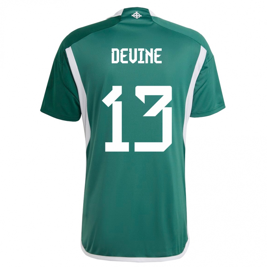 Niño Fútbol Camiseta Irlanda Del Norte Senan Devine #13 Verde 1ª Equipación 24-26 Argentina