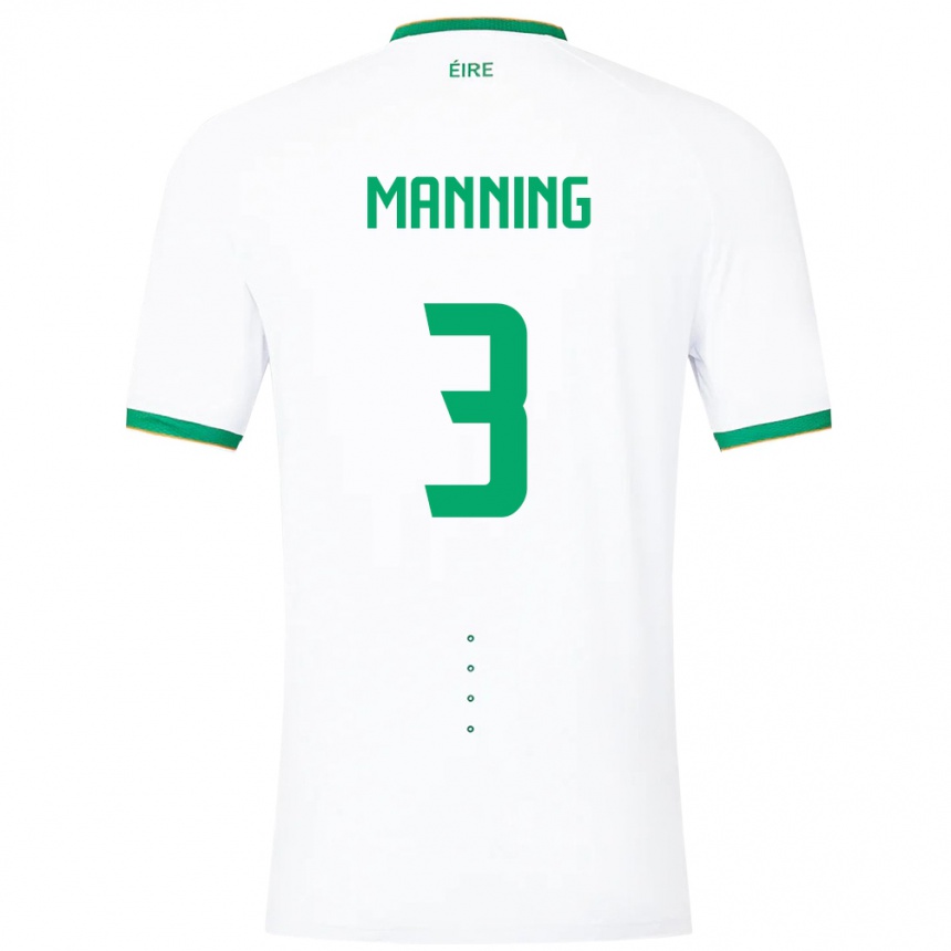 Niño Fútbol Camiseta Irlanda Ryan Manning #3 Blanco 2ª Equipación 24-26 Argentina