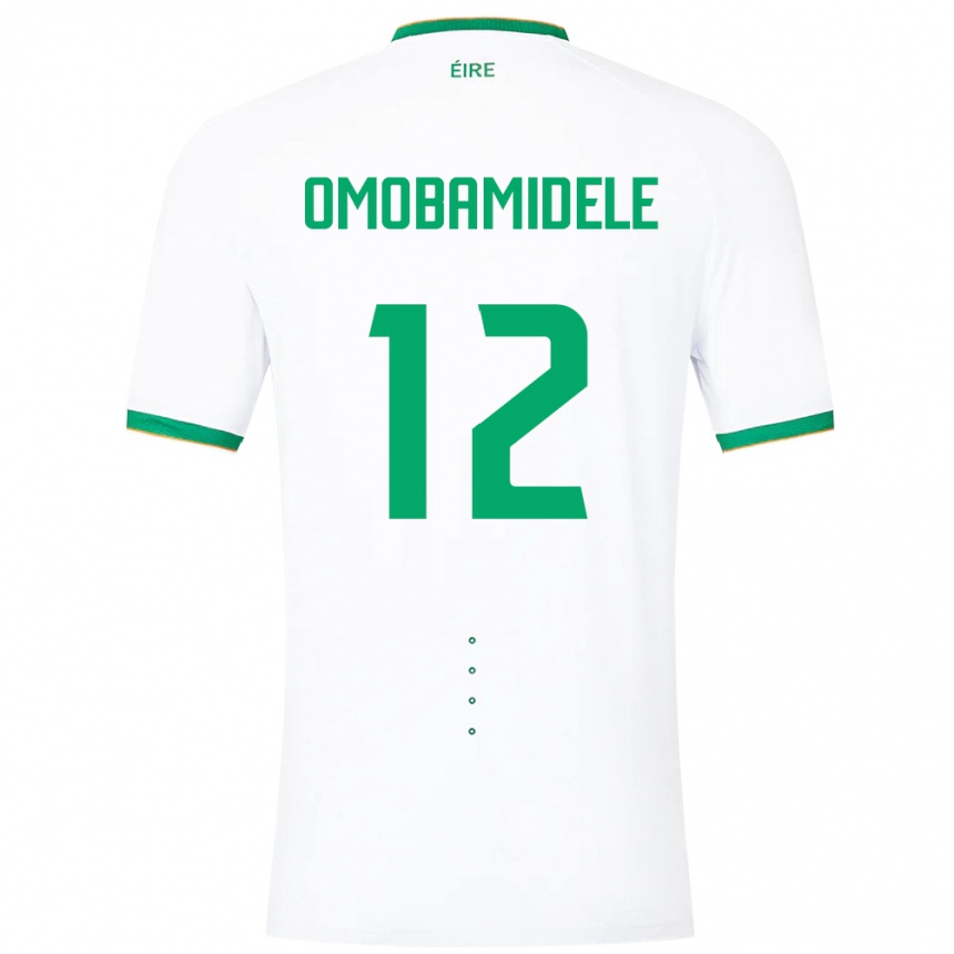 Niño Fútbol Camiseta Irlanda Andrew Omobamidele #12 Blanco 2ª Equipación 24-26 Argentina